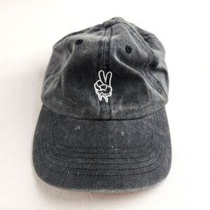 Rastaclat Mens Strapback Hat Black Peace Sign Hand Embroidered Adjustable Casual